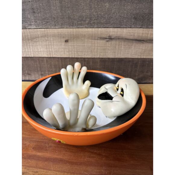 Gemmy Ghost Halloween Candy Bowl Talks Lighted Eyes Motion -Vintage - Picture 5 of 6